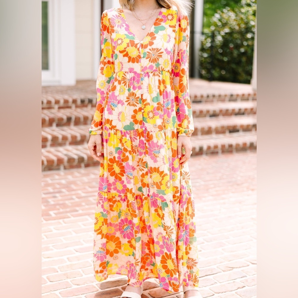 Women’s SUGARLIPS See You Then floral long sleeve maxi dress- Size small